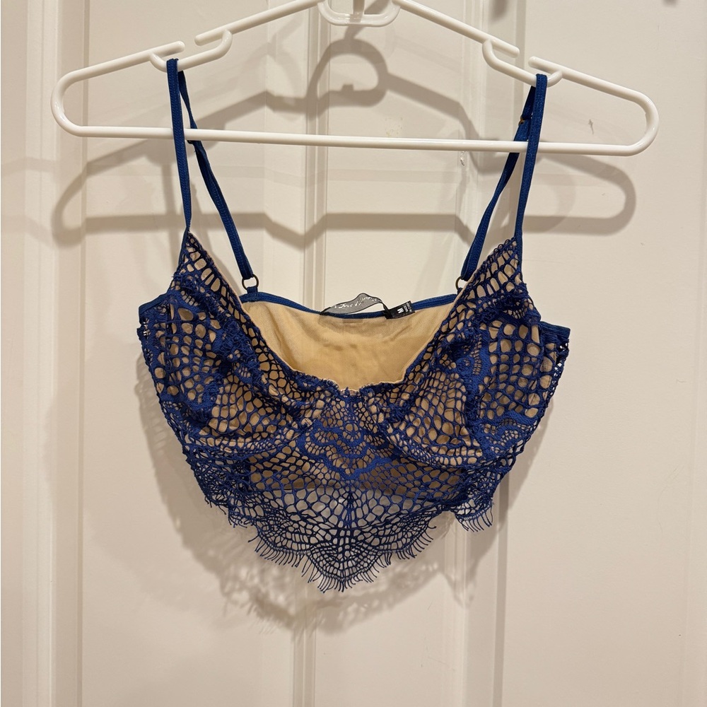 For Love And Lemons Blue Lace Bra
